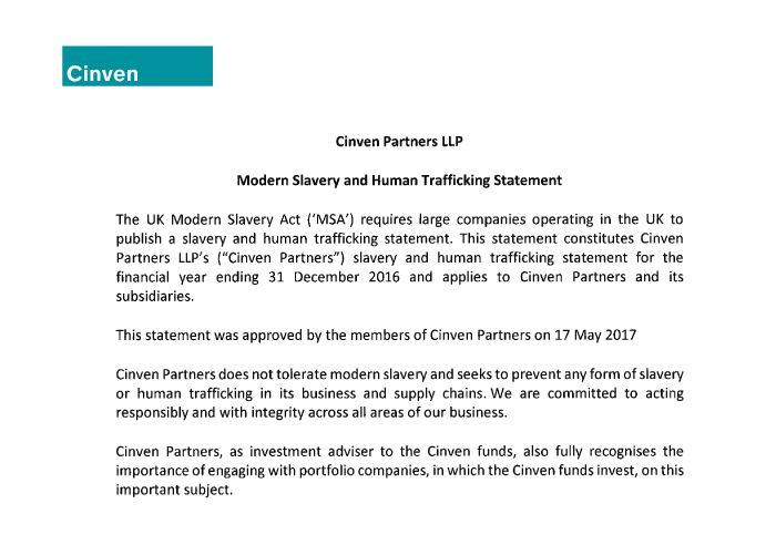Cinven Modern Slavery 700X492